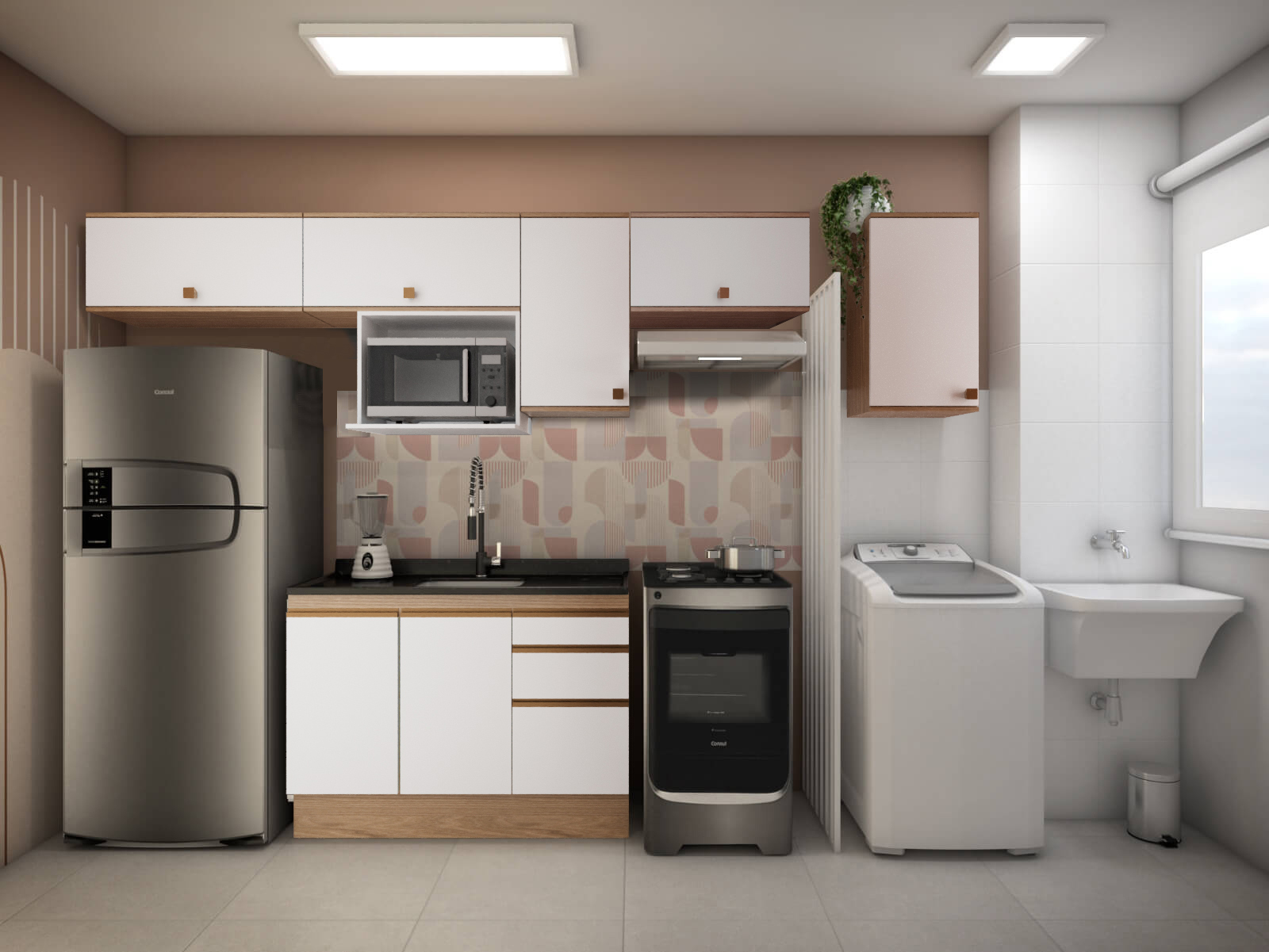 Decoração Cozinha Corredor e Lavanderia Estilo Boho - Móveis Modulados