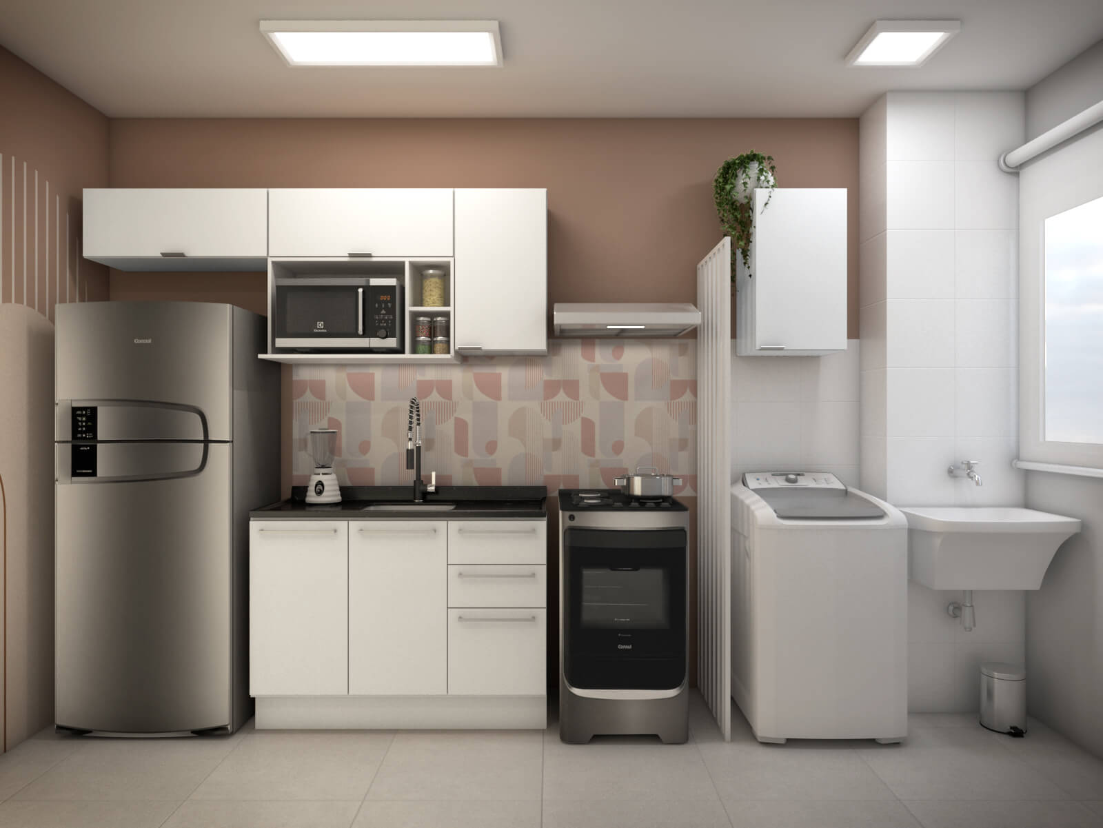 Decoração Cozinha Corredor e Lavanderia Estilo Boho - Móveis Modulados
