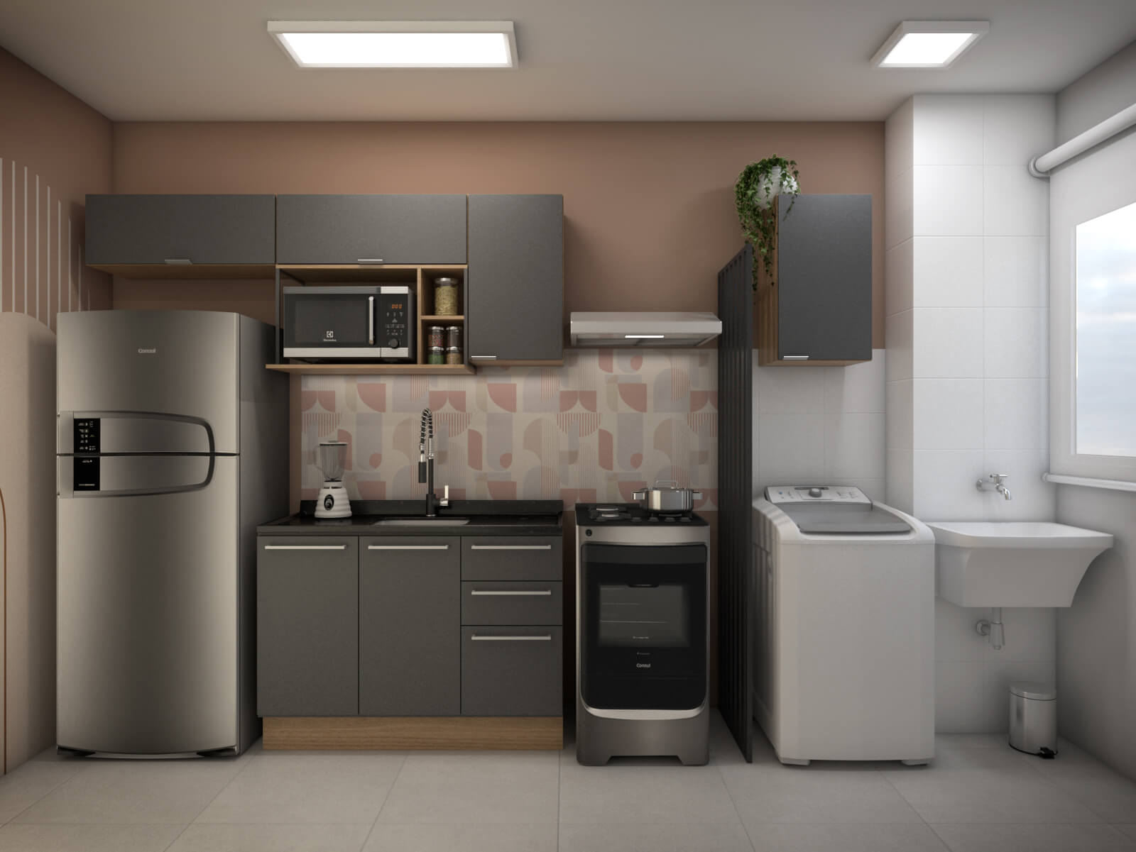 Decoração Cozinha Corredor e Lavanderia Estilo Boho - Móveis Modulados