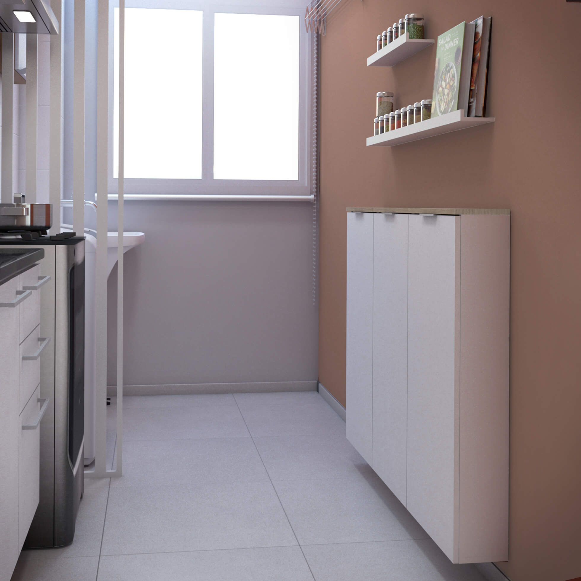 Decoração Cozinha Corredor e Lavanderia Estilo Boho - Móveis Modulados
