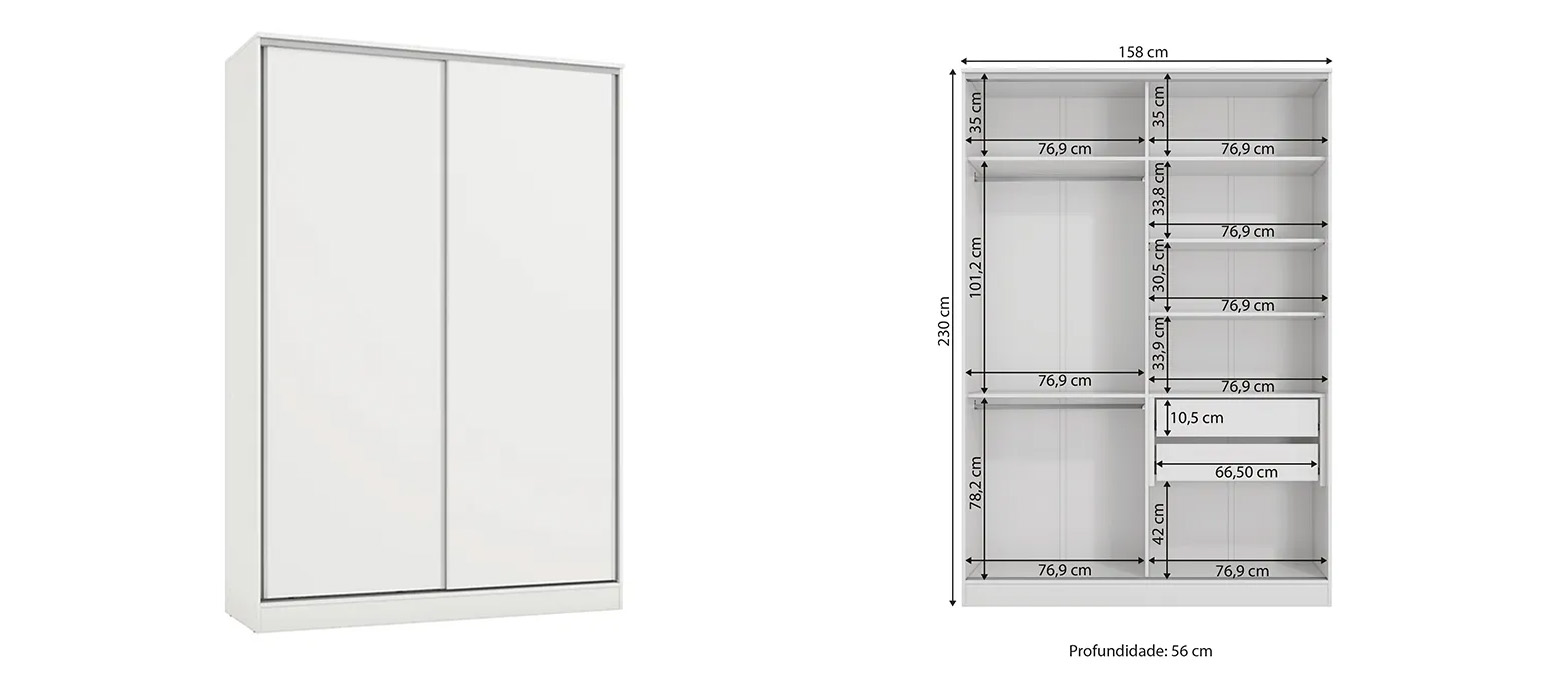 guarda roupa compacto branco