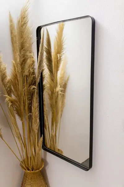 Image of Espelho luxo retangular retrô 120x60cm banheiro sala quarto hall moldura preto