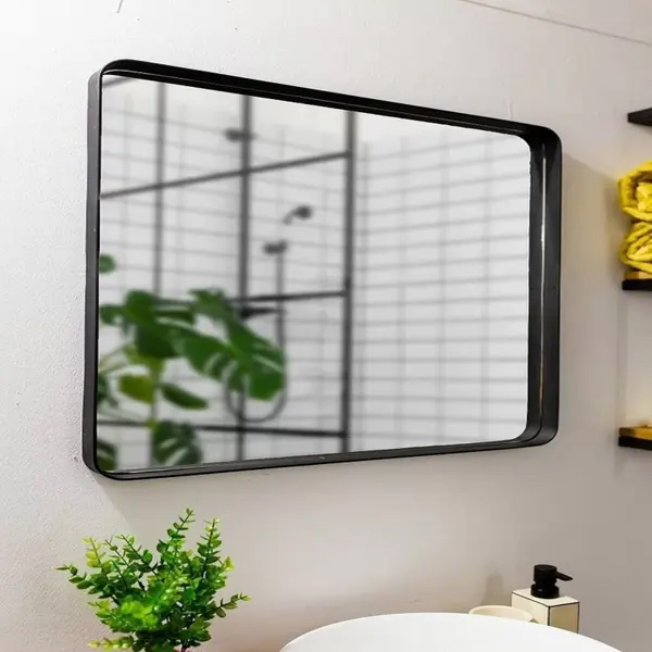 imagem de Espelho Luxo Quadrado Retrô 60x60cm - Preto - gej437jj3k