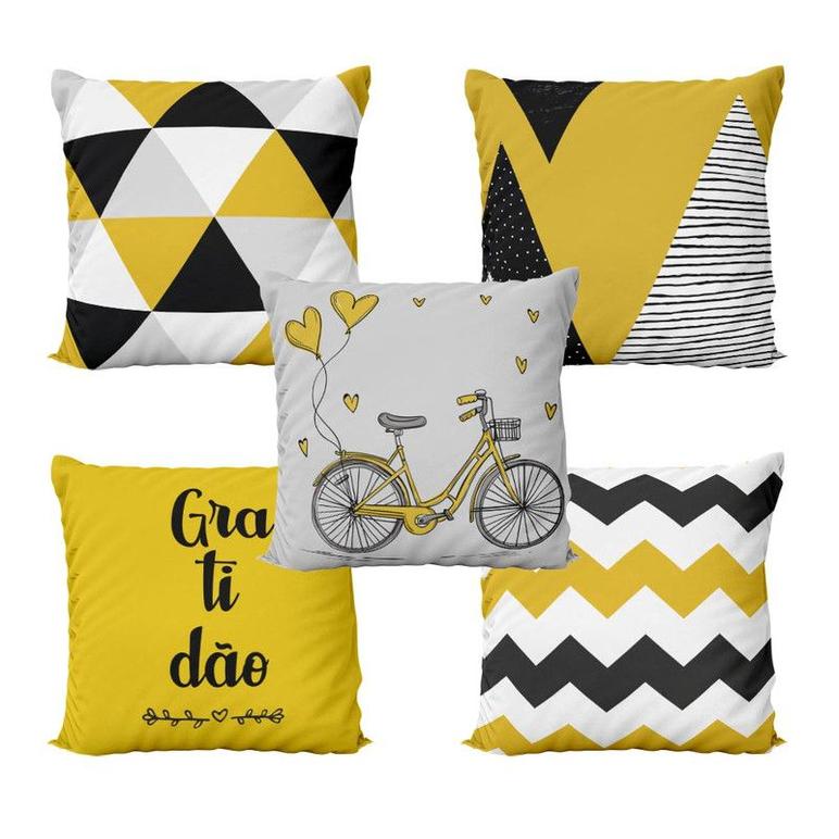 imagem de Capa Almofada Bike 40x40 Amarelo e Preto Novadecora cj4k3jk0fe