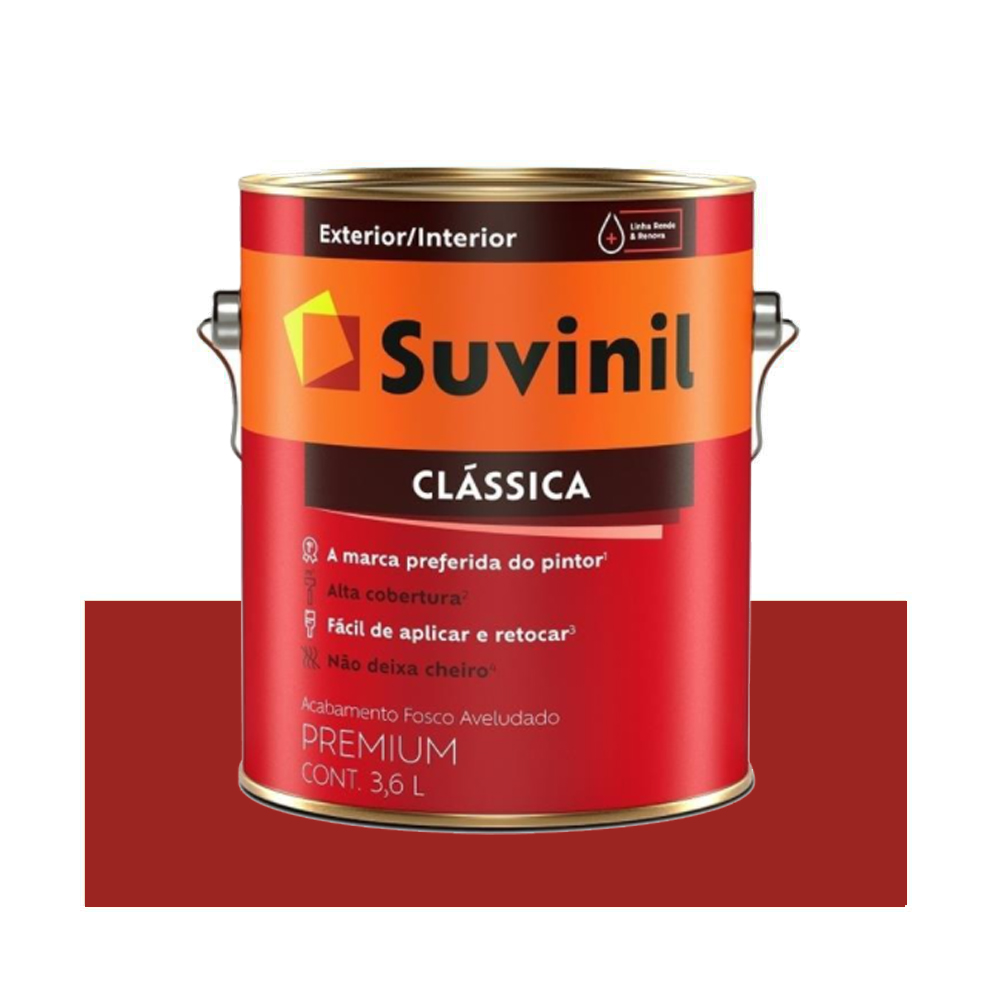 Image of Tinta Látex Fosco Clássica Premium Vermelho Cardinal 3,6L Suvinil 